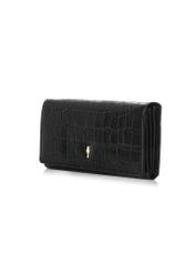 Black croco women's leather wallet PORES-0889B-99(Z25), diagonal product view on a white background.