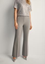 Women's gray trousers SPODT-0113-91(Z25), front view of the product on the model. Half of the silhouette visible.
