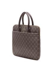 Brown laptop bag with monogram TOREC-1078-89(Z25) - diagonal product view on white background.