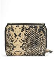 Small leather wallet animal print PORES-0949-81(W25) - product view from the back on white background.