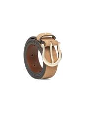 Beige women's leather belt PASDS-0274-1B(W26) - front product view, on white background.