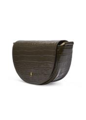 Semi-circular croco khaki women's handbag TORES-1328-8D(Z26) - diagonal view of the product, on a light background.