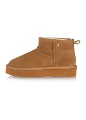 Cognac short women's snow boots BUTYD-1138-1F(Z26), side view of the product on a white background.