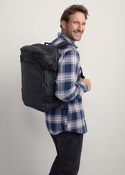 Men's travel backpack TORMN-0364-99(Z25), product view on model. Half silhouette visible.