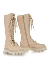 Beige lace-up women's boots BUTYD-1090-80(Z24)-02