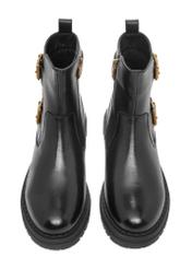 Women's leather ankle boots in black BUTYD-1280-99(Z26), front product view on white background.