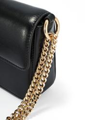 Black small leather handbag TORES-1150-99(Z25), close-up of the product detail on white background.