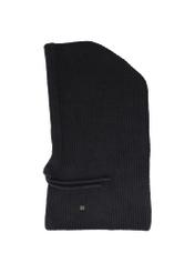 Black women's scarf with hood SZADT-0215-99(Z26) - product view from above, on a white background.