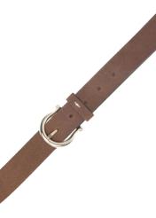Brown women's leather belt PASDS-0274-1H(W26), close-up of the buckle on a white background.