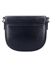 Small semi-circular black women's messenger bag TOREC-1390-99(Z26), back view of the product on a white background.
