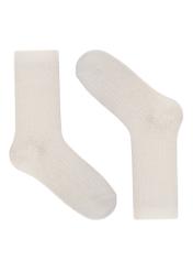 Cream women's merino wool socks SKADT-0082-0B(Z26), product view from the front on a white background.