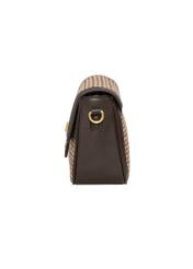 Small brown checkered bag TOREC-1328-1P(Z26), side view of the product on a white background.