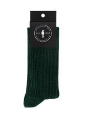 Green shiny women's socks SKADT-0074-51(Z25), product view in packaging on white background.