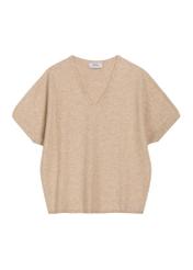 Beige knitted women's blouse BLUDT-0214-1A(Z26) - front product view, on white background.