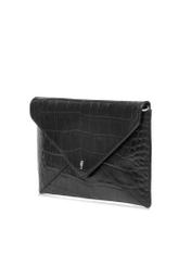 Leather black women's croco handbag TORES-1143-99(Z25), diagonal product view on white background.