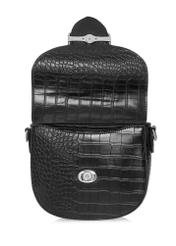 Women's black croco messenger bag TOREC-0880-9G(W26) - front product view, on a white background.