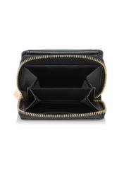 Small black women's wallet with monogram POREC-0349A-99(Z25), product view inside on white background.