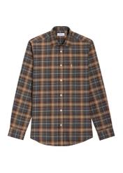 Men's camel checkered shirt KOSMT-0370-1D(Z26), front product view on white background.