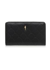 Black women's wallet with monogram POREC-0348A-99(Z25), front product view on white background.