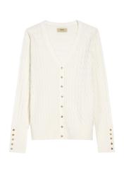 Cream women's cardigan with buttons KARDT-0044 A-12(Of 25), front view of the product on a white background.