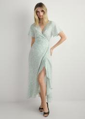 Long floral dress SUKDT-0233-8P(W26), front view of the product on the model. Full body visible.