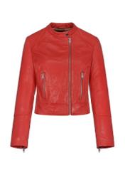 Red leather jacket for women KURDS-0305-1291(W23)-05