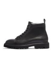 Black men's leather ankle boots BUTYM-0555-99(Z26), side view of the product on a white background.