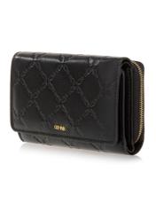 Black leather women's wallet with embossing PORES-0882-99(Z23)-03