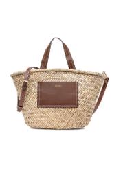 Straw women's basket handbag TOREC-0945A-25(W25), front product view on white background.