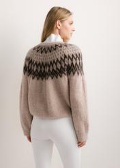 Women's sweater in cool beige with wool SWEDT-0284-1J(Z26), product view from the back on the model. Half of the silhouette visible.