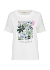 Cream Women's T-shirt with floral print TSHDT-0122-12(W24)-04