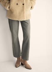 Women's suede ankle boots in cool beige BUTYD-1005A-1K(Z26)