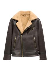 Dark brown men's sheepskin coat KOZMP-0002-1I(Z26)