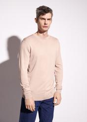 Beige men's basic sweater SWEMT-0127-81(W23)-02