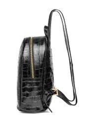 Black leather croco women's backpack TORES-1236-9G(W26), product view from the side on a white background.