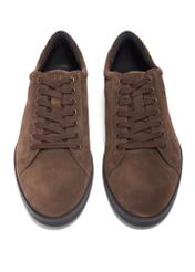Dark brown suede men's shoes BUTYM-0513-1I(Z26), front product view on white background.