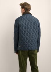 Men's navy blue quilted jacket KURMT-0427-7E(Z26), product view from the back on the model. Half of the silhouette visible.