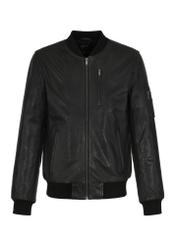 Men's black leather bomber jacket KURMS-0336-1375(W24)-04