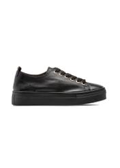 Women's high black leather sneakers BUTYD-1062-99(W26) - side product view, on a white background.