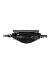 Black leather women's messenger bag TORES-0985D-99(Z25), view of the inside of the product on a white background.