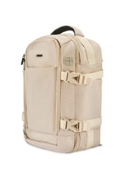 Beige airplane backpack PLCMN-0017-16(Z25), diagonal product view on white background.