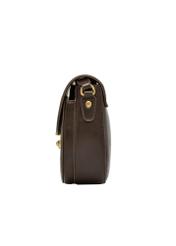 Small semi-circular brown women's messenger bag TOREC-1390-1H(Z26), side view of the product on a white background.