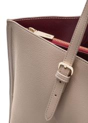 Beige large shopper bag TOREC-1088-81(Z25), close-up of product detail, view on white background.