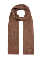Brown women's scarf with a wool blend SZADT-0202-89(Z25), view of the rolled-up product on a white background.