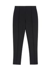 Black fitted women's trousers SPODT-0096-99(Z25), front product view on white background.