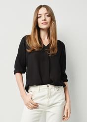 Women's black basic blouse BLUDT-0172-99(W24)-01