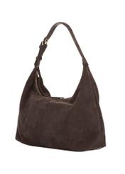 Brown suede handbag TORES-1404-1I(Z26) - diagonal product view, on a white background.