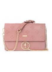 Pink women's handbag with monogram TOREC-0536-5D(W26) - front product view, on white background.