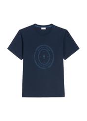 Navy blue cotton men's T-shirt with print TSHMT-0152-7E(Z26) - front product view, on a white background.