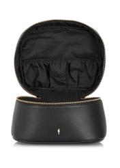 Black round women's cosmetic bag TOREC-0919B-99(Z25) - product view of the open product from the front on a white background.